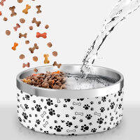 Fast shipping 2 in 1 multifunction double wall stainless steel dog feeding water bowl with water bottle