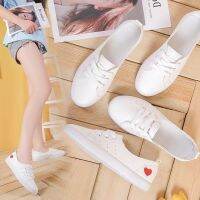 [COD] bottom white shoes womens summer new version shallow mouth flat casual single students breathable all-match sneakers