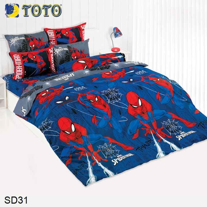 ครบเซ็ต-toto-ผ้าปูที่นอน-ผ้านวมเอนกประสงค์-นวมใยบาง-สไปเดอร์แมน-spiderman-sd31-เลือกขนาดเตียง-3-5ฟุต-5ฟุต-6ฟุต-โตโต้-เครื่องนอน-ชุดผ้าปู-ผ้าปูเตียง-ผ้าห่ม