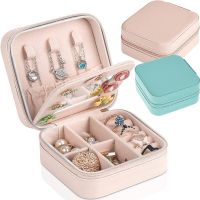 New Portable Jewelry Storage Box Leather Case Boxes Travel Organizer Display Earrings Necklace Ring Jewelry Storage Organizer