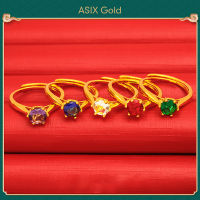 ASIX GOLD แหวนเพชรผู้หญิงทอง 24K แหวนคริสตัลสี ไม่ดำ ไม่ลอก