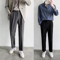 Color Straight Rise Mid Men 4XL Work Solid Pants Suit Dress Slacks For Trousers Pockets