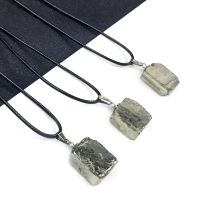 Natural Raw Pyrite Crystals Pendant Necklace Irregular Shiny Ore Mineral Fools Stone Energy Iron Rough Specimen Gem DIY Jewelry