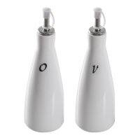 11XA Ceramic Oil And Or Vinegar Dispenser Cruet Set Of Two White Porcelain Gift