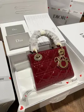 Túi xách Dior Lady bag siêu cấp da bê bóng màu đỏ size 17cm  Túi xách cao  cấp những mẫu túi siêu cấp like authentic cực đẹp