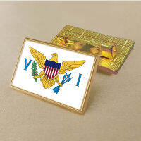 US Virgin Islands flag pin 2.5*1.5cm zinc die-cast PVC colour coated gold rectangular medallion badge without added resin