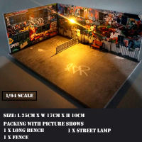 1:64 Model Car Diorama Graffiti Wall Scenery with LED Lamp Street Corner Scenery (Street Lamp able to turn on)