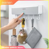 【LZ】۞✖卍  MENGNI-Wall-Mounted Armazenamento Rack Caixa com Gancho para Porta Do Banheiro Punch-Free Roupas Key Organizer Acessórios Do Banheiro