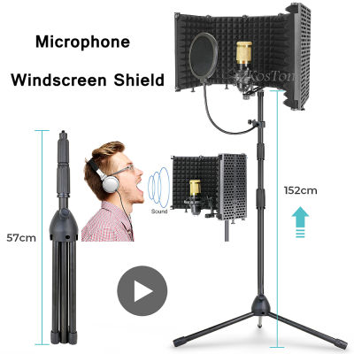 Foldable Microphone Pop Filter with Tripod kits Condenser Microphone Wind Screen Isolation Shield for K669 bm800 Mic Windscreen