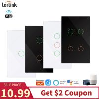 US AU BR IL 1/2/3/4 Gang Tuya Smart Wifi Wall Light Switch with Neutral Touch Glass Panel Work with Smart Life Alexa Google Home