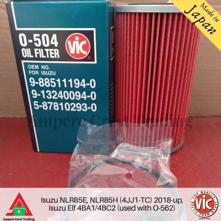 Vic Oil Filter Element O504 for Isuzu NLR85E, NLR85H (4JJ1TC) 2018up