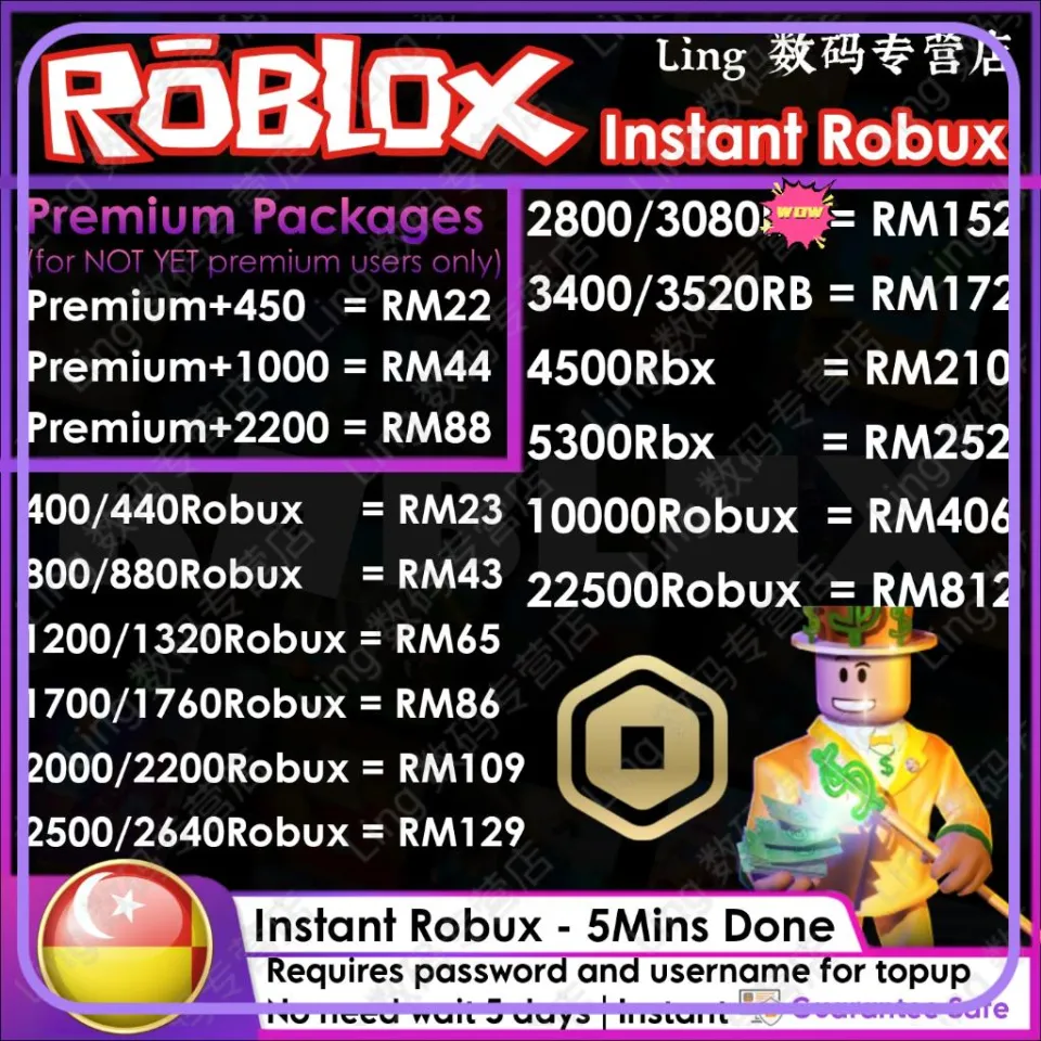 INSTANT] Premium+2200Robux Topup 100% Legit, Roblox