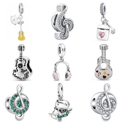 【CW】 925 Sterling Silve Musical Note Headphones Beads Dangle Charms Original Pendant Jewelry