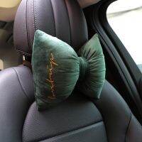 Fashion Nordic Soft Velvet Bow Car Headrest Neck Guard Back Cushion Plush Sofa Throw Pillow Office Waist Pillow Home Decorative