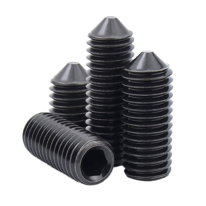 cw-5-10-20-50pcs-grade-12-9-hexagon-socket-cone-grub-set-screw-carbon-tapered-end-bolts