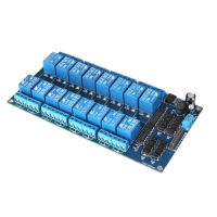 【Quality】 Shajalal Trading โมดูลรีเลย์16ช่องสัญญาณ16ช่องต่ำแบบแอคทีฟ12โวลต์สำหรับแขน Arduino PIC AVR MCU DSP...