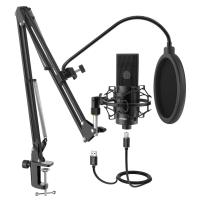 FIFINE USB Condenser PC Microphone with Adjustable desktop mic arm &amp;shock mount for Studio Recording YouTube Vocals Voice