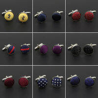 Classic Fashion Dots Solid Polyester Check Design Cufflink For Mens nd Cuff Buttons Cuff Links NO.1-30เครื่องประดับคุณภาพสูง