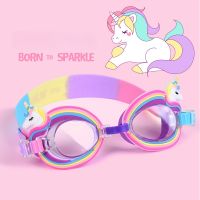 Cute Pink Unicorn Childrens Anti-Fog Goggles Anti-UV Beach Goggles Childrens Swimming Training Goggles