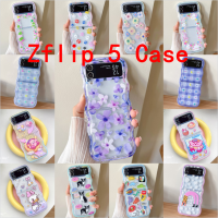 เคสพับ Flip4สำหรับ Samsung Galaxy Z Z Flip 5 Z ฝาหลังเคสโทรศัพท์ Z-Flip3การ์ตูนอะนิเมชั่นดอกไม้สีพิซซ่าลูกสุนัขเคสโทรศัพท์เป็นคู่หยักเคสโทรศัพท์น่ารักเคสกันกระแทก