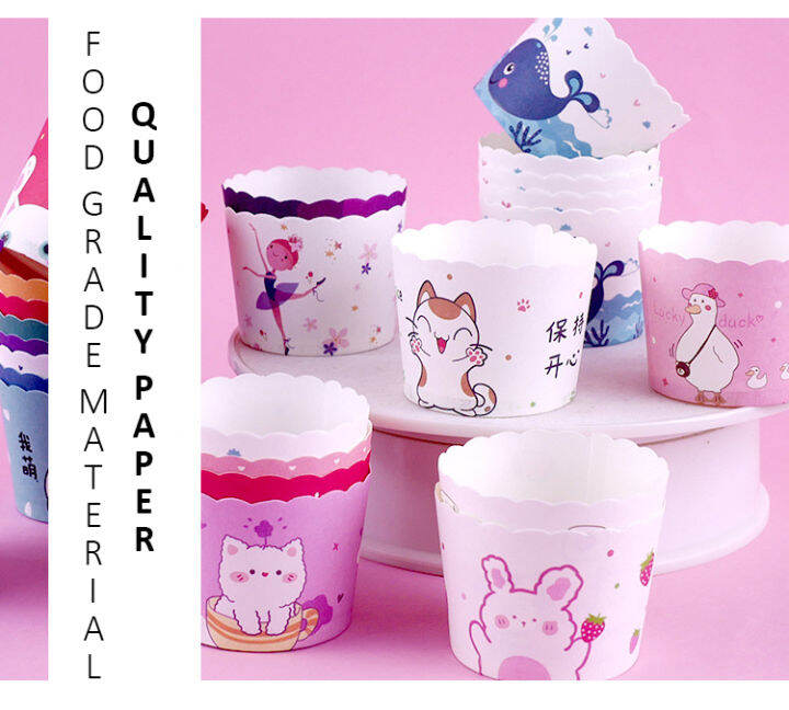 Size S 50pcs Cartoon Cupcake Cup | Muffin Paper Cup | Cawan Kertas ...