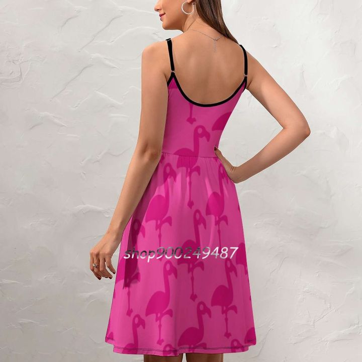 cos-imitation-flamingo-pink-panic-sweet-summer-casual-sling-dresses-korean-women-sexy-sundress-magenta-pink-fuchsia-vivid-baby-girl-room