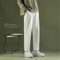 COD SDFERTREWWE ⚡W-KING⚡ Summer Simple Solid Color Sports Pants Mens Korean Version Of The Trend Loose Wild Straight Pants White Casual Trousers