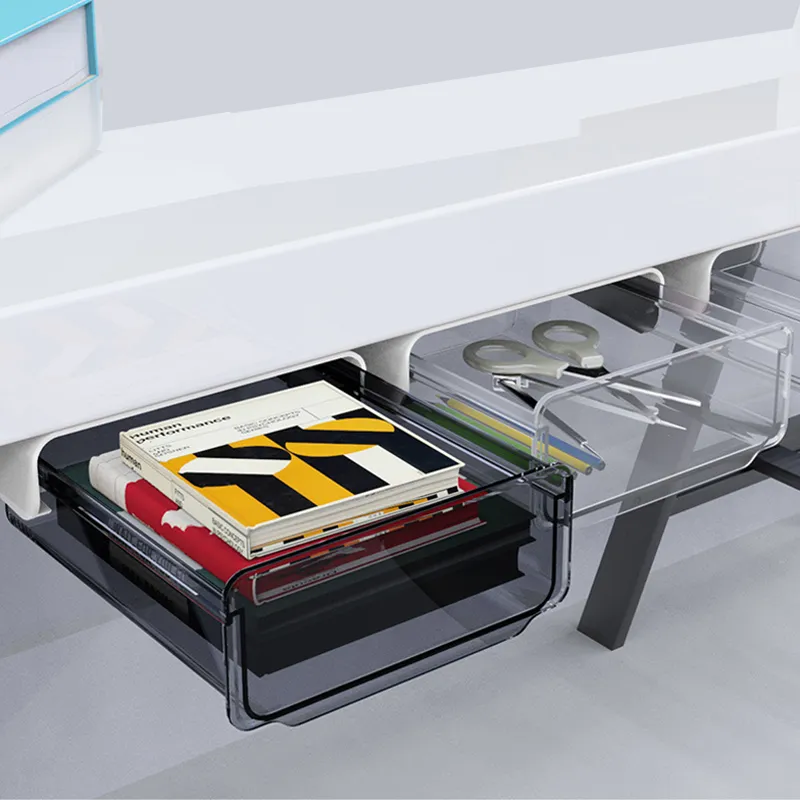 Self Stick Pencil Tray Desk Table Storage Drawer Organizer Box Under Desk  Stand.