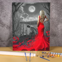 Woman Red And Black Paint By Numbers Set Acrylic Paints 50*70 Picture By Numbers Photo Handmade Crafts Adults Art