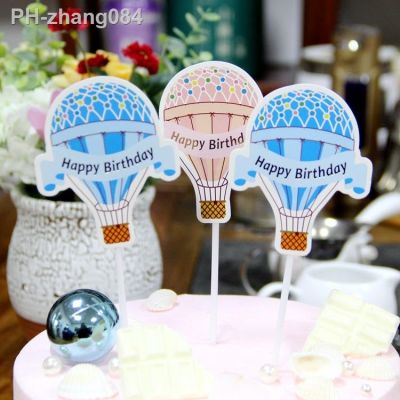 6pcs/lot DIY White Cloud Hot Air Balloon Cake Cupcake Toppers Baby Shower Birthday Party Favors Supplies Muffin Food Fruit Picks