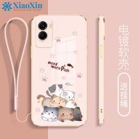 XiaoXin สำหรับกรณีสำหรับ VIVO y1s T1 Y51 y15s y15a การ์ตูนแมวไฟฟ้าตรงขอบด้วยกรณีโทรศัพท์เชือกเส้นเล็ก