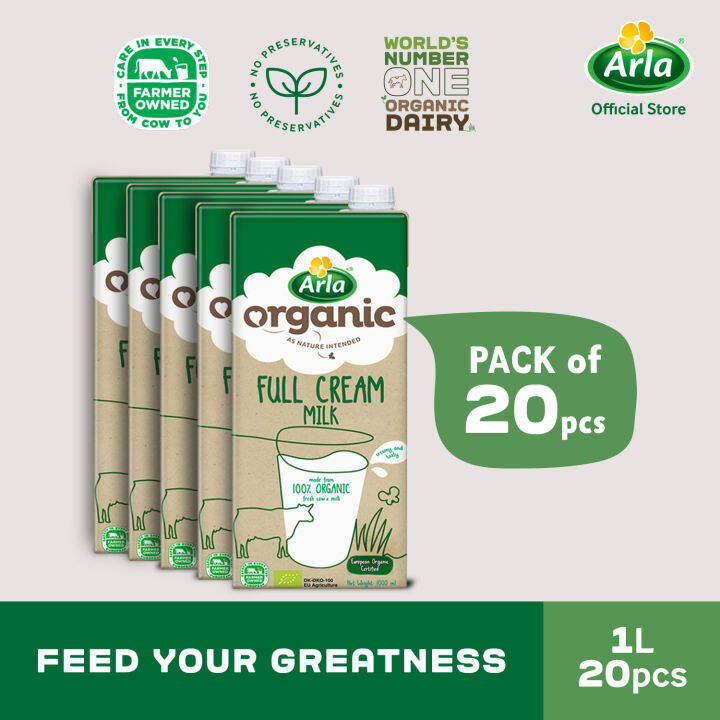 Arla Organic Full Cream Milk 1L 20-Pack (Expiry Date: June 29, 2023 ...