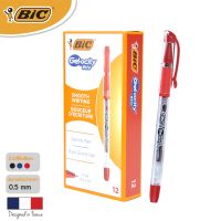 BIC บิ๊ก ปากกา Gel-ocity Stic ปากกาเจล เเบบถอดปลอก หมึกแดง หัวปากกา 0.5 mm. จำนวน 12 ด้าม