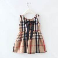 Childrens 2021 Summer New Skirts Little Girls Western Princess Skirts Vest Skirts Bow-knot Checkered Halterneck Dresses