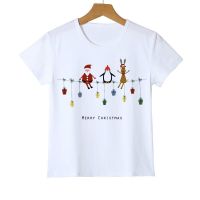 New Cartoon Christmas Baby Boys Santa Claus T Shirts Penguin Elk Children Kids Shirt Christmas Costume Gift Girls Top Tee Y14-7