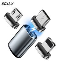 ECILY Type C แปลงไมโคร USB อะแดปเตอร์แม่เหล็กสาย USB ขั้วต่อแท่นชาร์จแม่เหล็ก Usbc 3 In 1หัวเปลี่ยนสายชาร์จสำหรับ iPhone Samsung