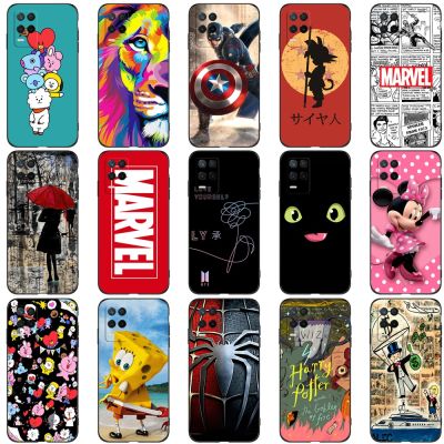 Case For realme 8 5G Case Back Phone Cover Protective Soft Silicone Black Tpu cute funy
