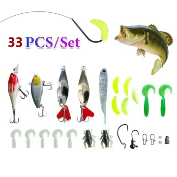 15Pcs/Set Lead Hooks Set+Soft Lures Artificial Worm Shrimp Minnow
