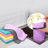 5 pcs Double-sided rag dish towel non-oil rag absorbent water lint thick double-sided microfiber cleaning cloth kichen tools