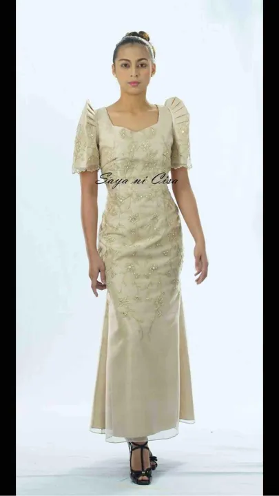 long filipiniana dress