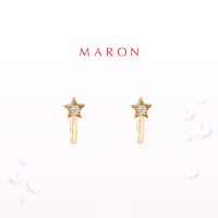 MARON✨ [ของแท้] Feo Stars Front Earring ชุบสี Beige Gold ต่างหูแป้น พลอยเพทายสีขาว เงินแท้925