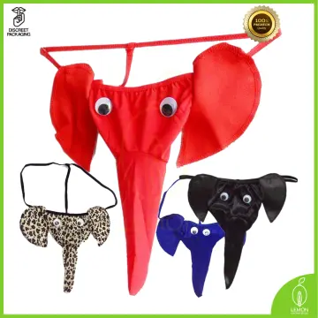 Men's Mesh Translucent Underwear Mouth Lip Print Elephant Nose Briefs Sexy  Quick-Drying Funny Low Waist Youth Shorts