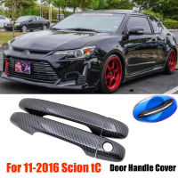 สำหรับ Scion TC AT20 2011-2016สีดำคาร์บอนไฟเบอร์สไตล์มือจับประตูปกสติ๊กเกอร์ตัดสติ๊กเกอร์ตกแต่งออโต้คาร์อุปกรณ์เสริม