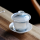 หยกพอร์ซเลนหินอ่อน Gaiwan สำหรับชาสีฟ้า Tureen T Eaware ถ้วยชาจีนชาม Chawan ชา Ceramony ชุดลิลลี่เติ้งของร้านค้า
