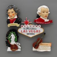❂ European American cultural tourism souvenir musician Mozart Beethoven 3D solid magnet Las Vegas USA refrigerator home decoration