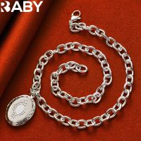 925 Silver Color Oval Photo Frame Pendant Necklace 18 Inch Chain For Man Women Wedding Party Fashion Jewelry Charm Gift