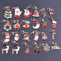 24pcs Christmas Pendant With Lobster Clasp Enamel Charms For Jewelry Making Supplies DIY Accessories Women Men Handmade Keychain DIY accessories and o