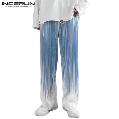INCERUN Men 2Colors Fashion Gradient High Waist Elasticated Loose Long Pants