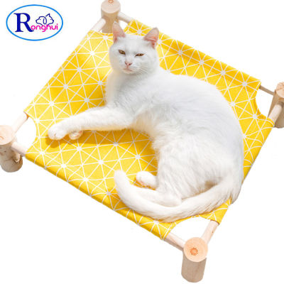 Ronghui เตียงแมว ที่นอนแมว เตียงแมวไม้ เบาะนอนแมว เตียงสุนัข ที่นอนสัตว์เลี้ยง ขนาดเล็ก ขนาด 53x48x13 cm. Bed Cat Ronghui Pet House