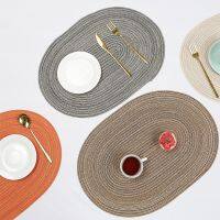 Cotton Yarn Oval Placemat Japanese Ramie Heat Insulation Coaster Pads Anti-scalding Pot Hand-woven Home Decorative Table Mat